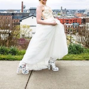 Dolls Kill Floral Platform Combat Boots